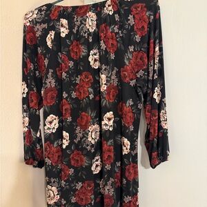 LuLaRoe Black and Red Floral Blouse